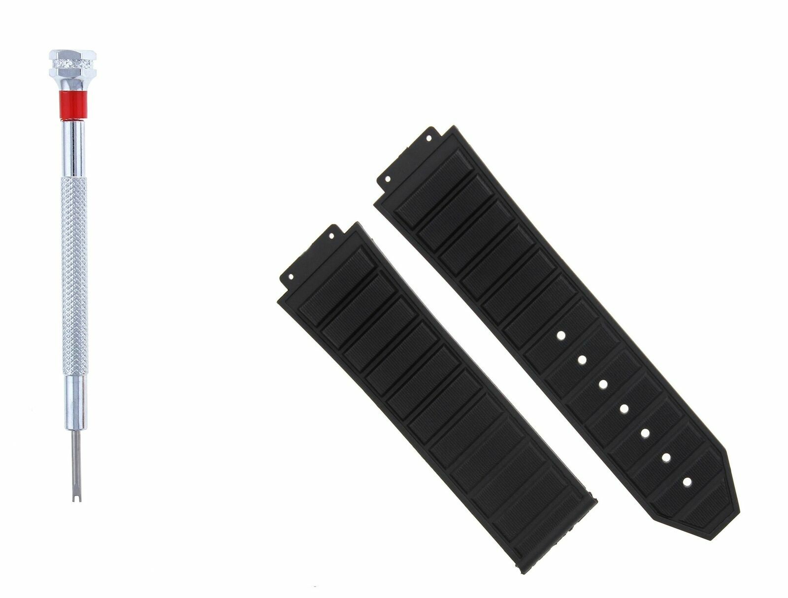 24MM RUBBER WATCH STRAP BAND FOR HUBLOT 44-45MM H BIG BANG SCREWDRIVER BLACK