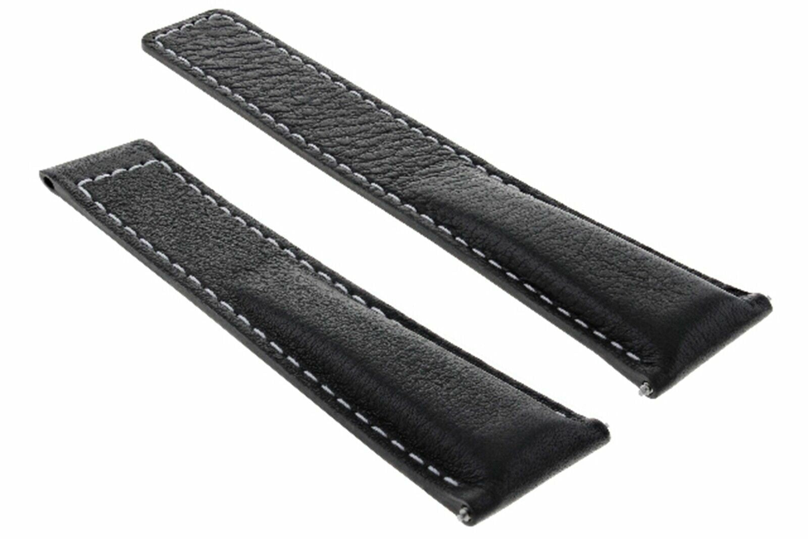 22MM SMOOTH LEATHER STRAP BAND CLASP FOR TAG HEUER TARGA FLORIO WATCH BLACK WS