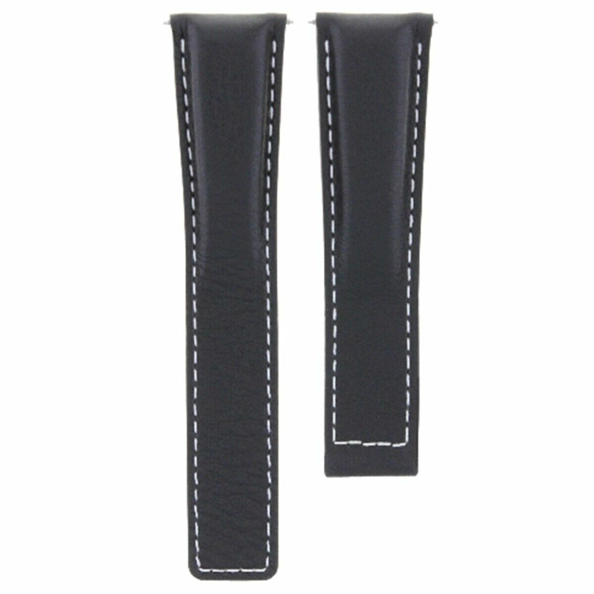 22MM SMOOTH LEATHER STRAP BAND CLASP FOR TAG HEUER TARGA FLORIO WATCH BLACK WS