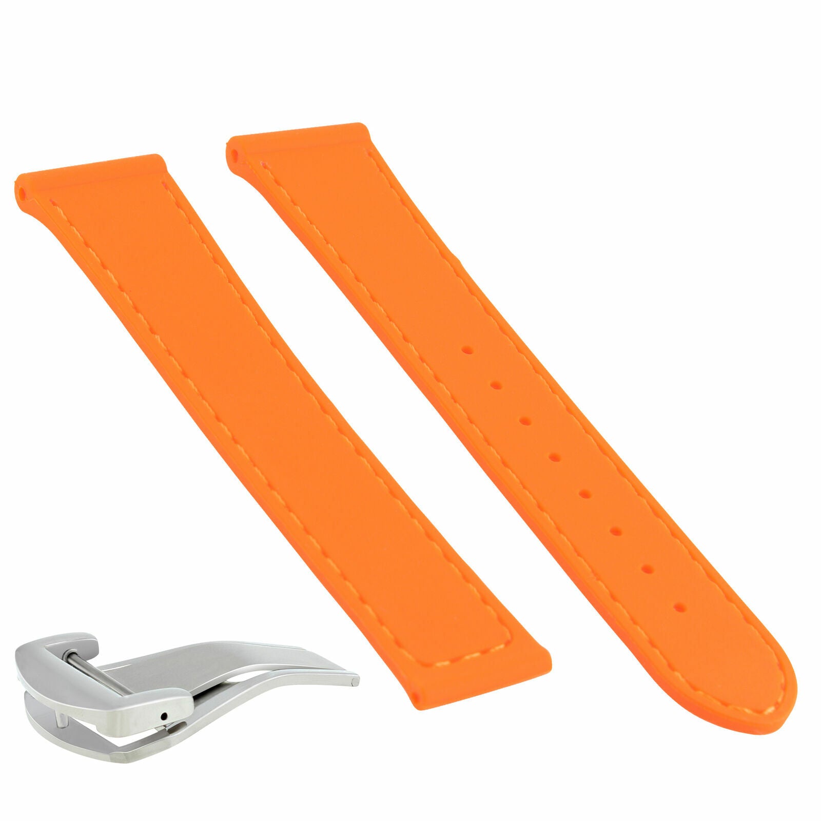 20MM RUBBER STRAP BAND BUCKLE CLASP FOR 41MM OMEGA SEAMASTER PLANET OCEAN ORANGE