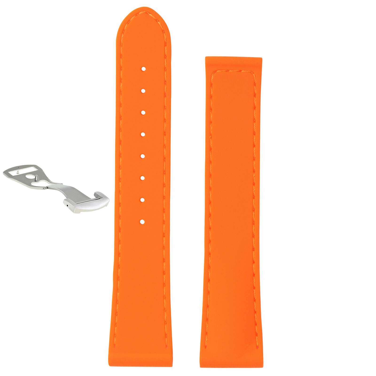 20MM RUBBER STRAP BAND BUCKLE CLASP FOR 41MM OMEGA SEAMASTER PLANET OCEAN ORANGE