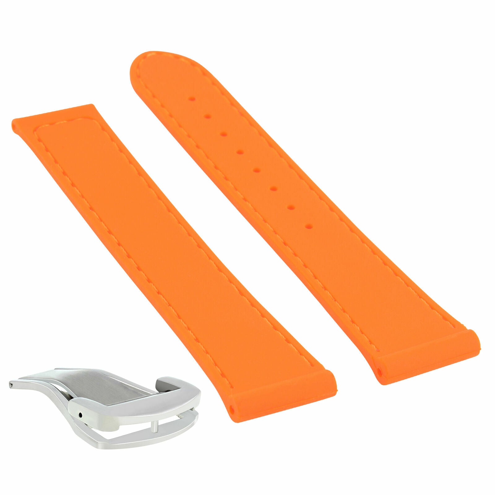 20MM RUBBER STRAP BAND BUCKLE CLASP FOR 41MM OMEGA SEAMASTER PLANET OCEAN ORANGE