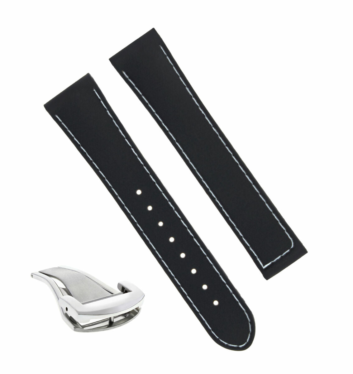 20MM RUBBER STRAP BAND FOR OMEGA SEAMASTER PLANET BUCKLE DEPLOYMENT BLACK WS