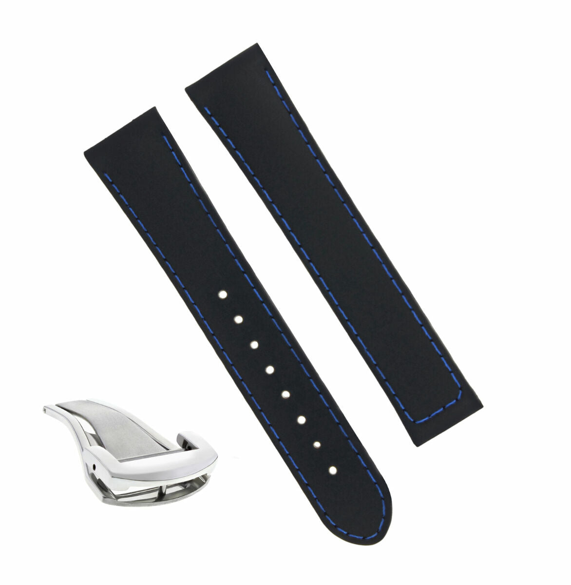 20MM RUBBER STRAP BAND BUCKLE CLASP FOR OMEGA SEAMASTER PLANET OCEAN WATCH BLACK