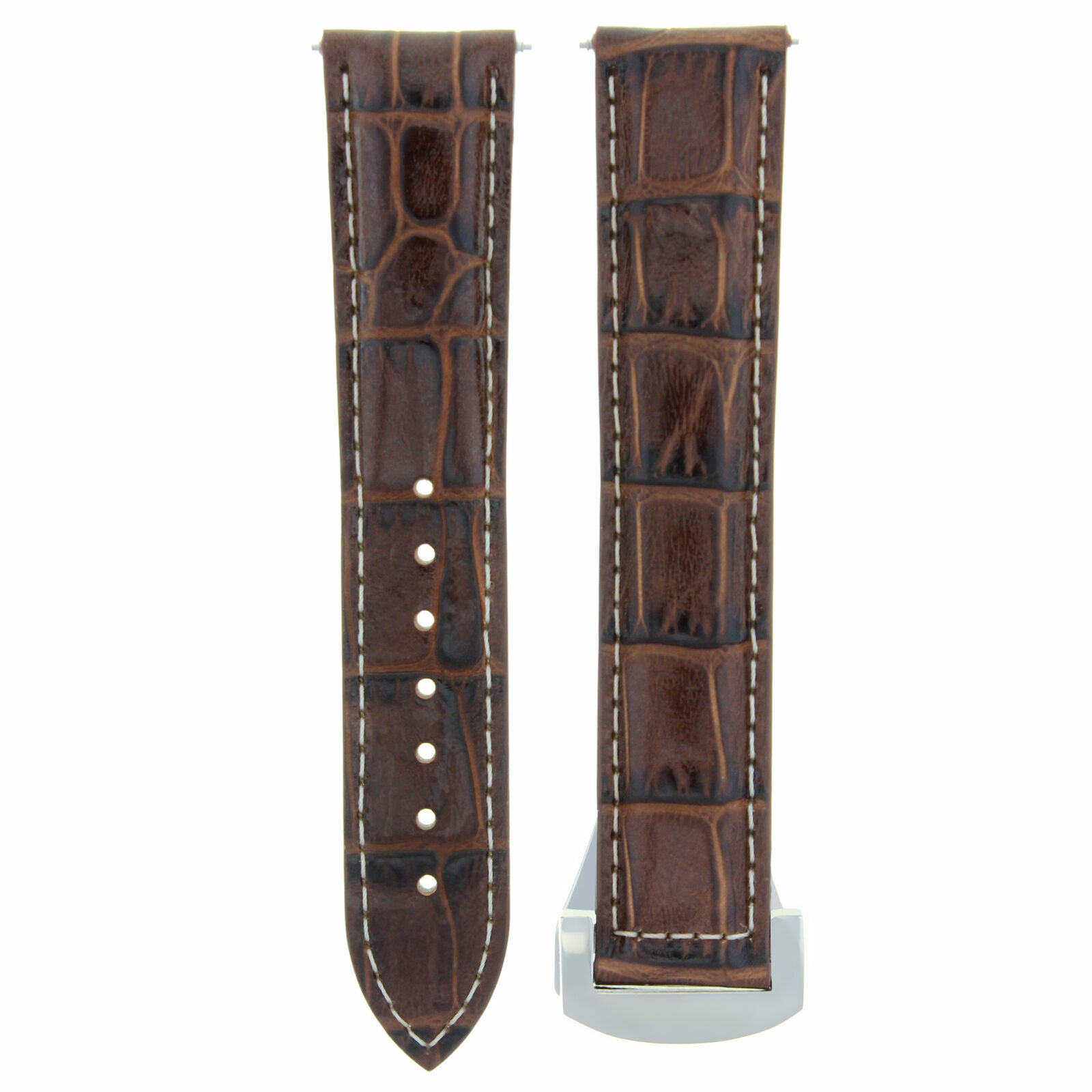 LEATHER STRAP BAND CLASP FOR 22/18MM 45.5MM OMEGA SEAMASTER PLANET OCEAN BROWN