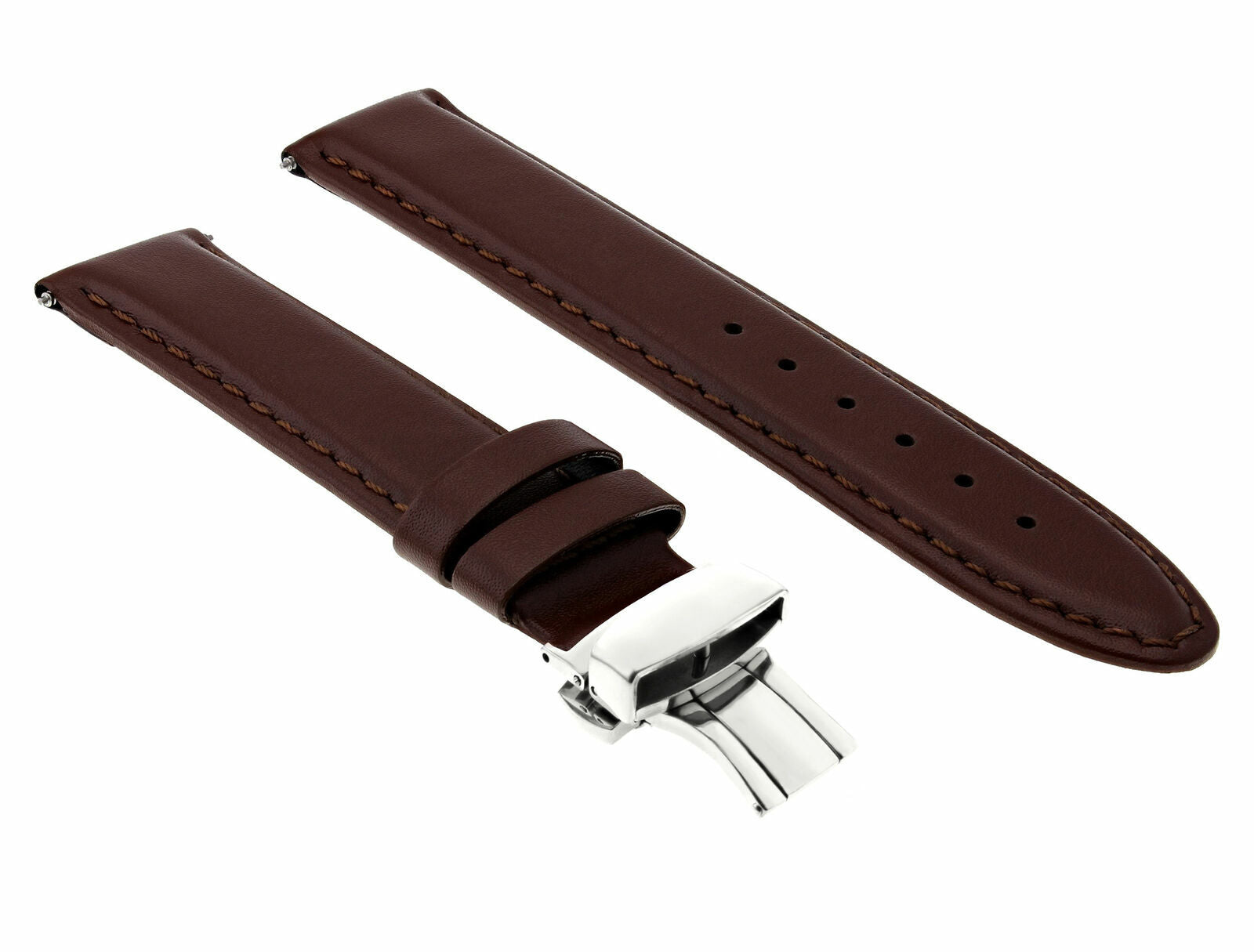 18MM SMOOTH LEATHER WATCH BAND STRAP DEPLOYMENT CLASP FOR FRANCK MULLER L/BROWN