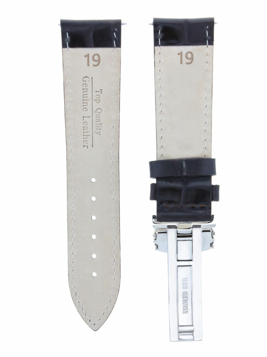 19MM LEATHER WATCH BAND STRAP FOR 34MM ROLEX DATE DEPLOYMENT CLASP DARK BROWN