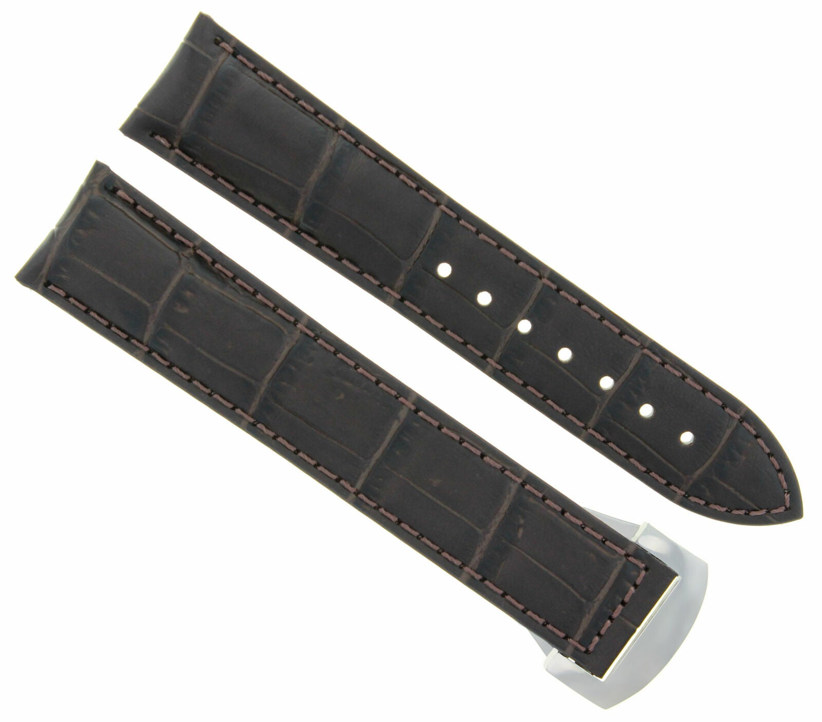 LEATHER BAND STRAP FOR 20MM OMEGA SEAMASTER PLANET DEPLOYMENT CLASP D/BROWN