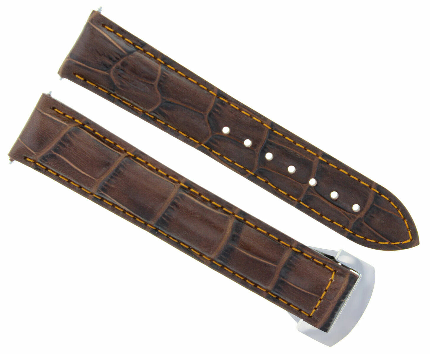 20MM LEATHER BAND STRAP DEPLOYMENT CLASP FOR OMEGA PLANET OCEAN WATCH L/BROWN OS