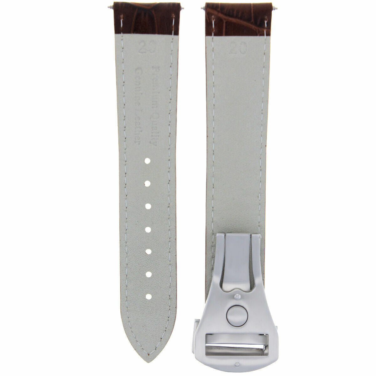 20MM LEATHER STRAP BAND DEPLOY BUCKLE FOR 41MM OMEGA SEAMASTER PLANET L/BROWN WS