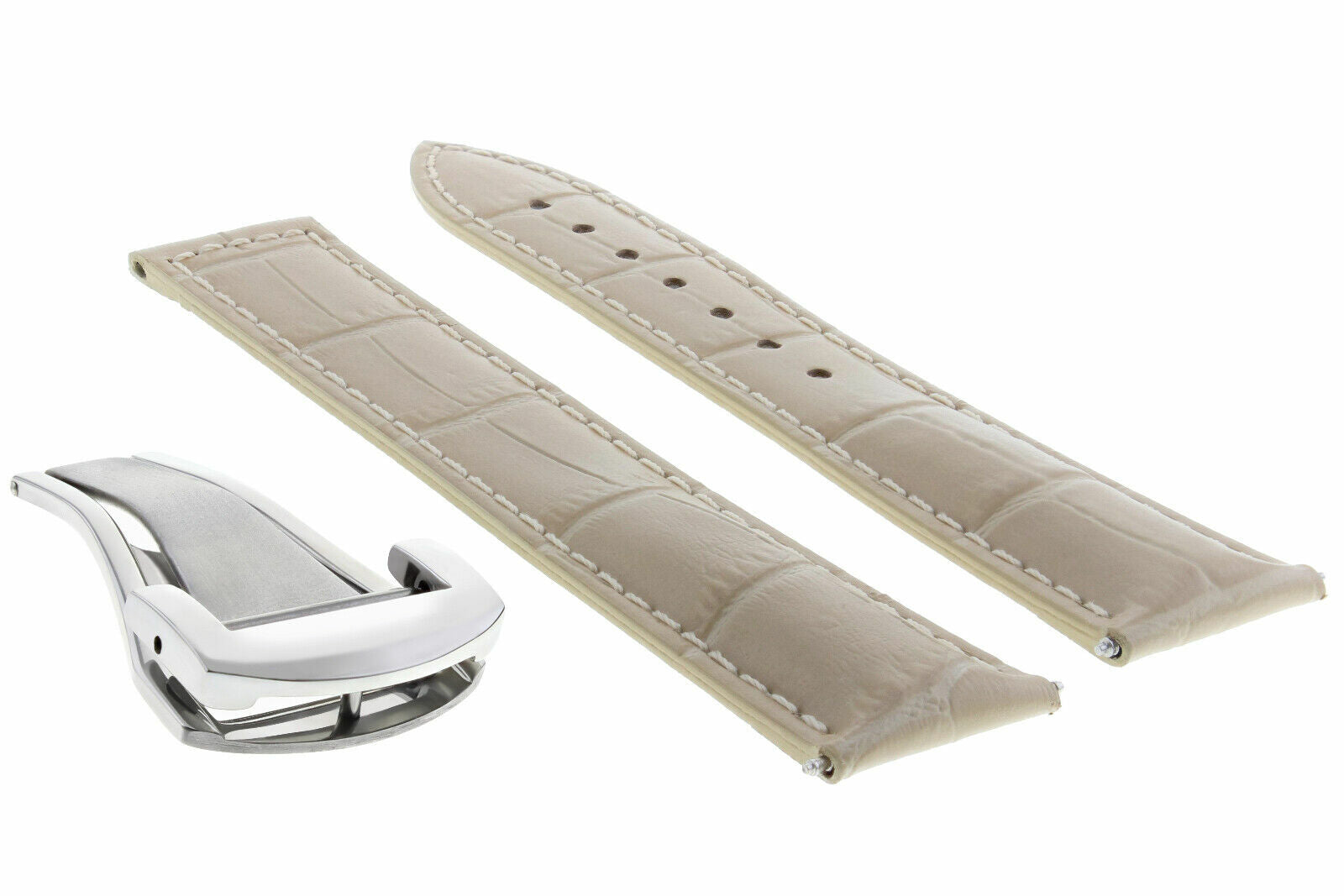 20MM LEATHER BAND STRAP FOR OMEGA SEAMASTER SPEEDMASTER MOON + CLASP BEIGE WS