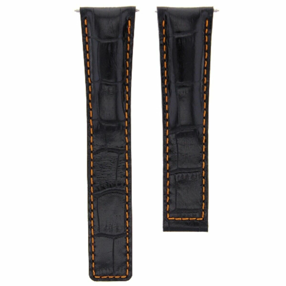 22MM GENUINE LEATHER BAND STRAP DEPLOY CLASP FOR TAG HEUER MONACO BLACK ORANGE