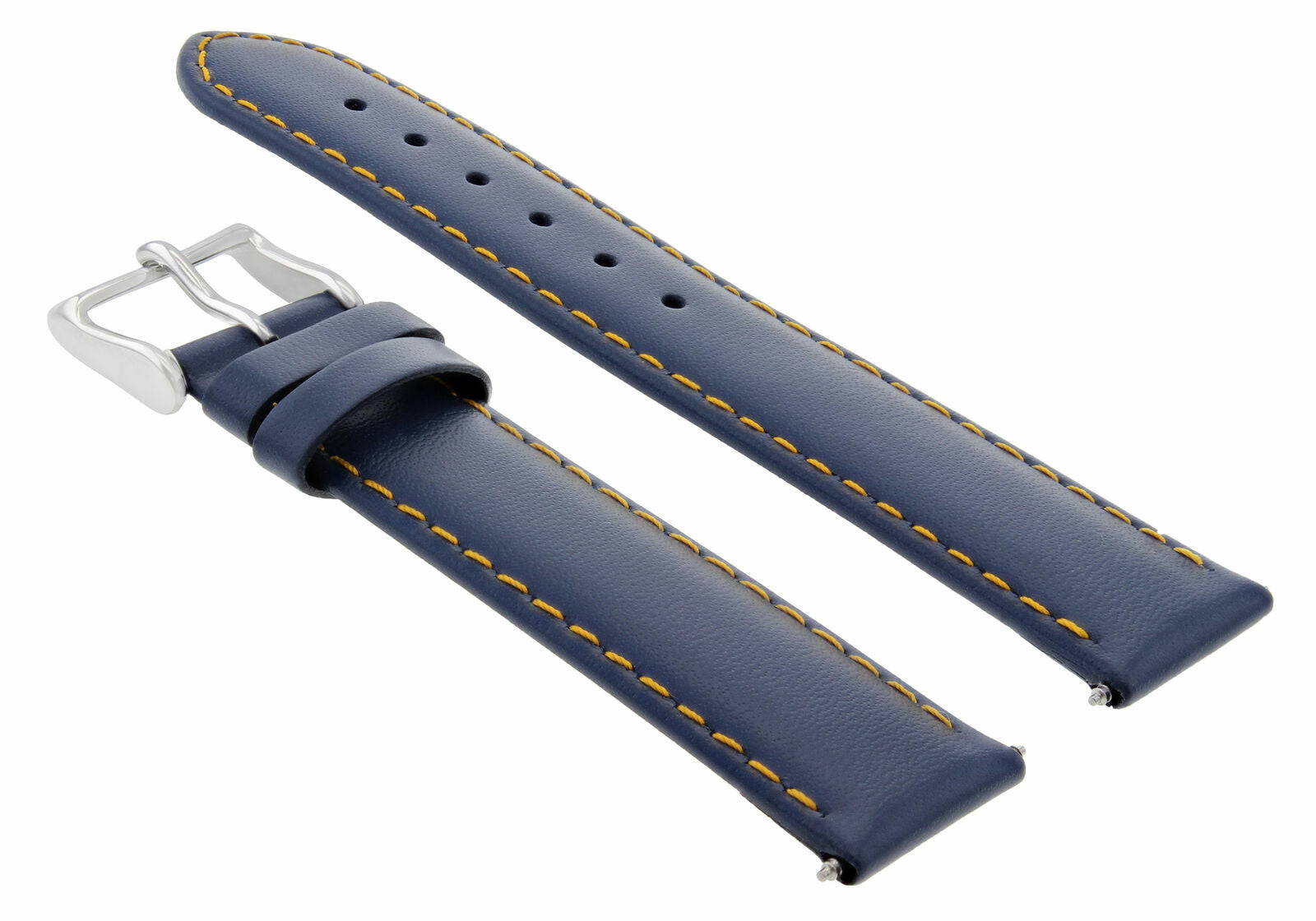 18MM SMOOTH LEATHER WATCH STRAP BAND FOR MENS ROLEX WATCH BLUE ORANGE STITCH