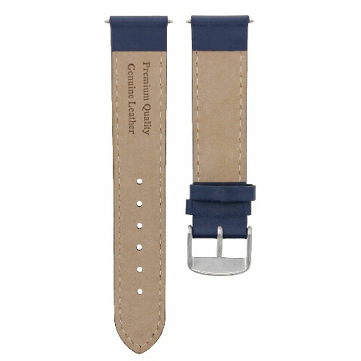 18MM SMOOTH LEATHER WATCH STRAP BAND FOR MENS ROLEX WATCH BLUE ORANGE STITCH