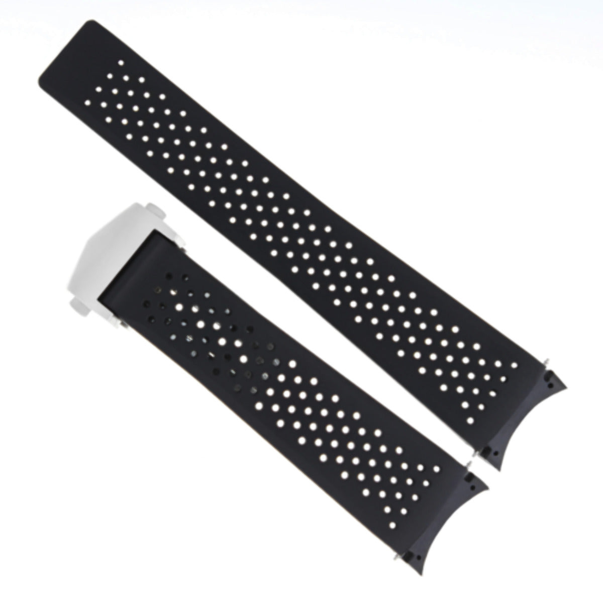 22MM RUBBER WATCH STRAP BAND DEPLOY BUCKLE FOR TAG HEUER AQUARACER F1 BLACK