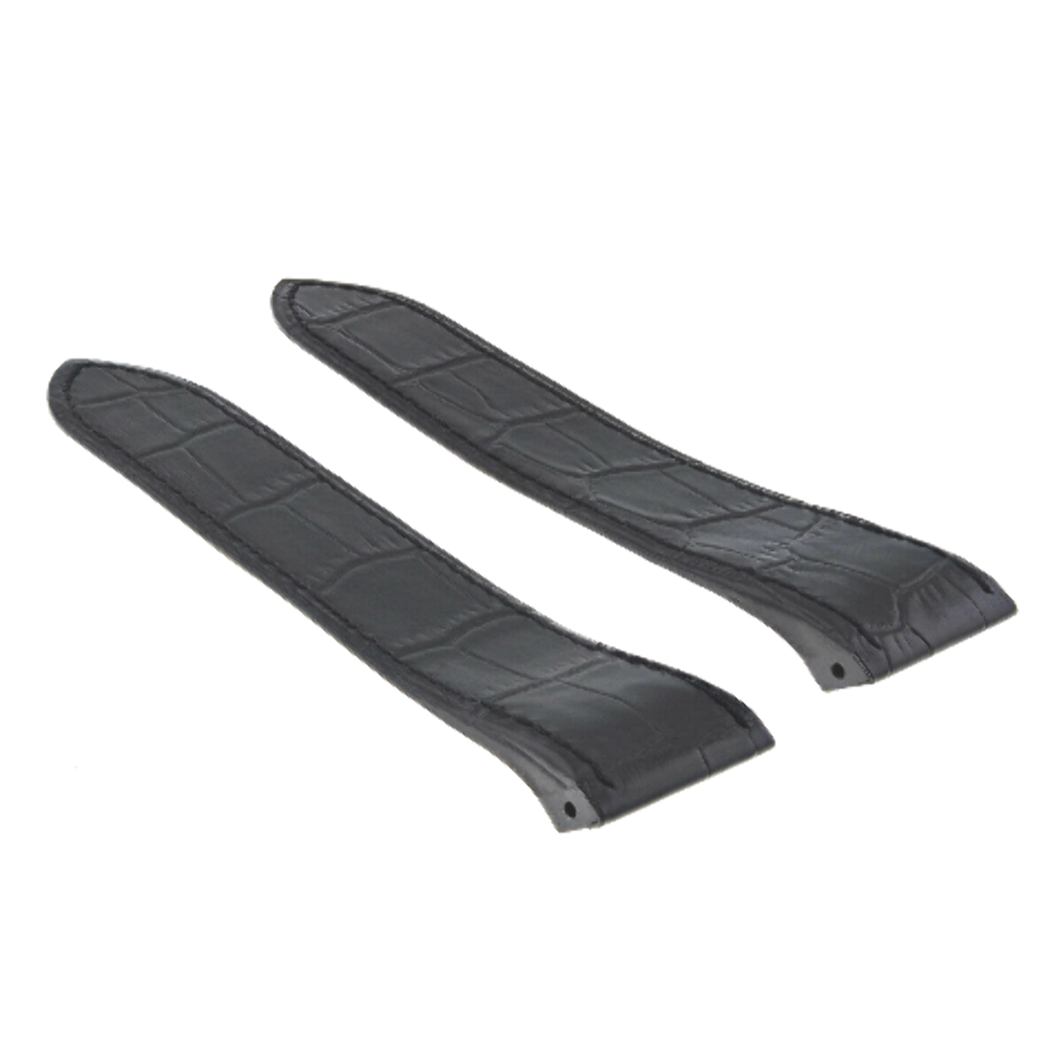 LEATHER STRAP WATCH BAND FOR 38MM CARTIER SANTOS 100XL FIT MODEL 2656 2657 BLACK