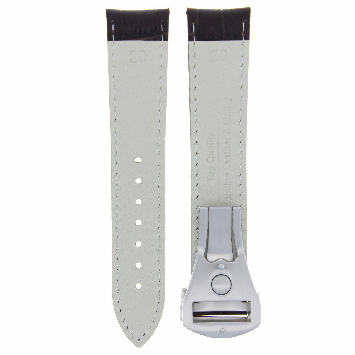 20MM LEATHER BAND WATCH STRAP CLASP FOR OMEGA SEAMASTER PLANET OCEAN GREY