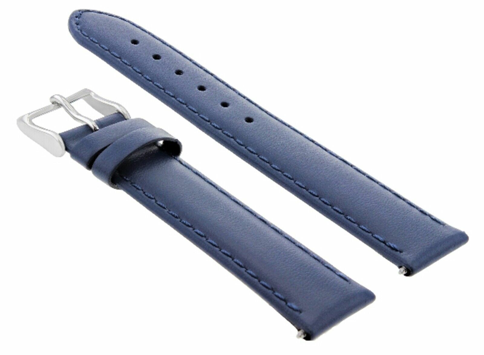 19MM LEATHER WATCH BAND SMOOTH STRAP FOR 34MM ROLEX DATE AIRKING 14000 5700 BLUE