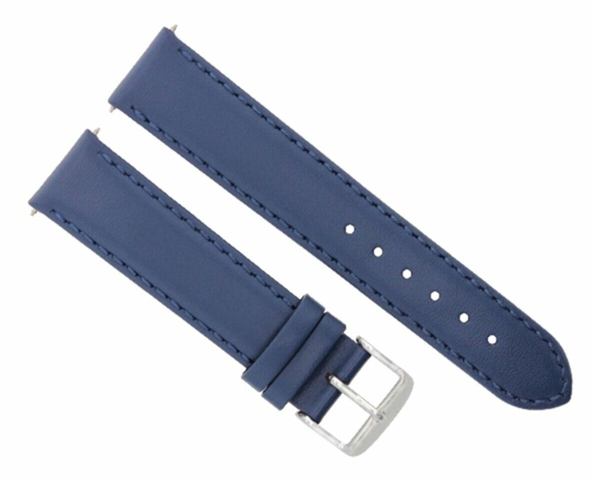 19MM LEATHER WATCH BAND SMOOTH STRAP FOR 34MM ROLEX DATE AIRKING 14000 5700 BLUE