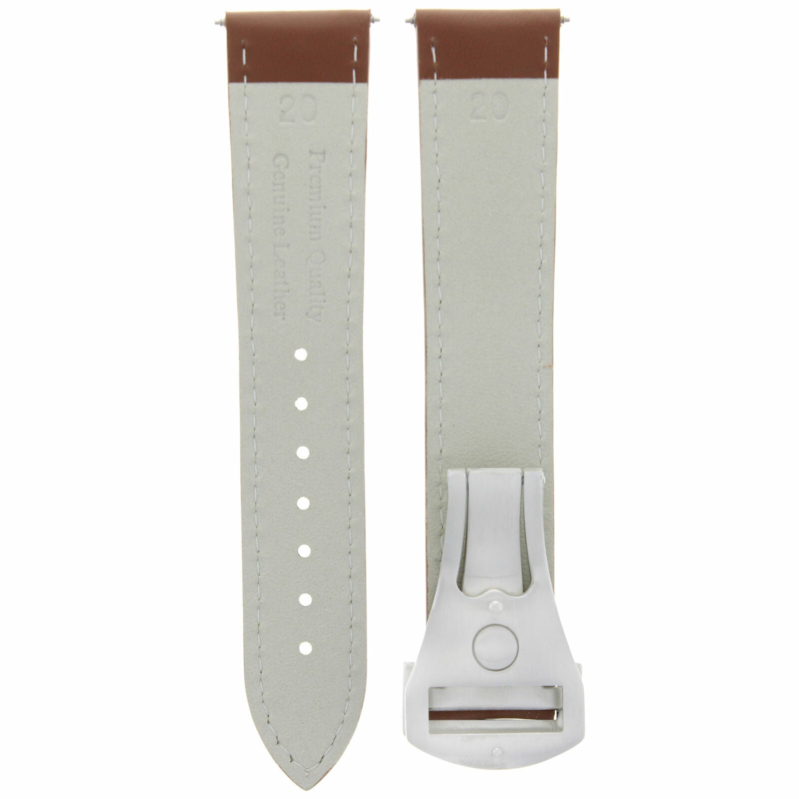 LEATHER BAND STRAP DEPLOYMENT FOR 20MM 41MM OMEGA SEAMASTER PLANET OCEAN TAN OS