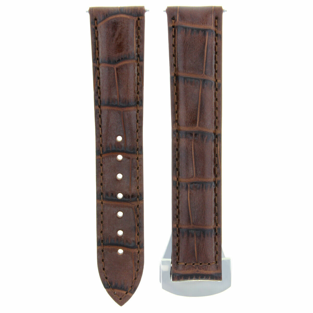 22MM LEATHER WATCH BAND STRAP FOR OMEGA SEAMASTER PLANET OCEAN WATCH CLASP TAN
