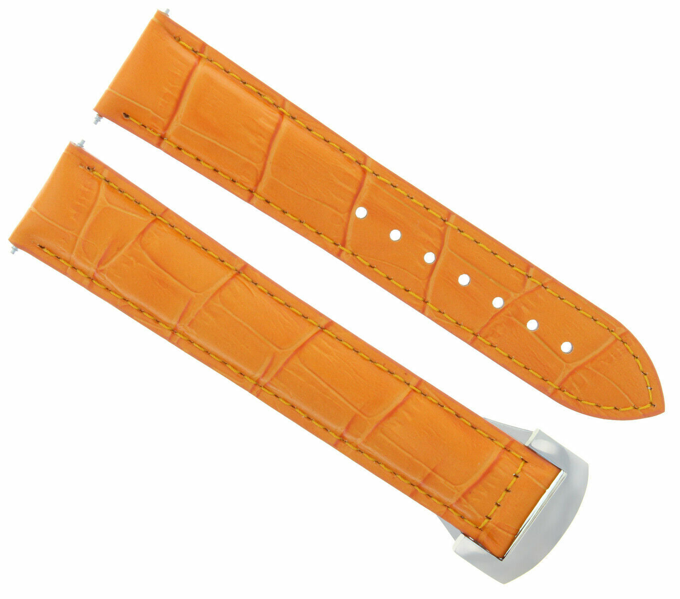 22MM LEATHER STRAP BAND FOR OMEGA SEAMASTER PLANET OCEAN + DEPLOY CLASP ORANGE