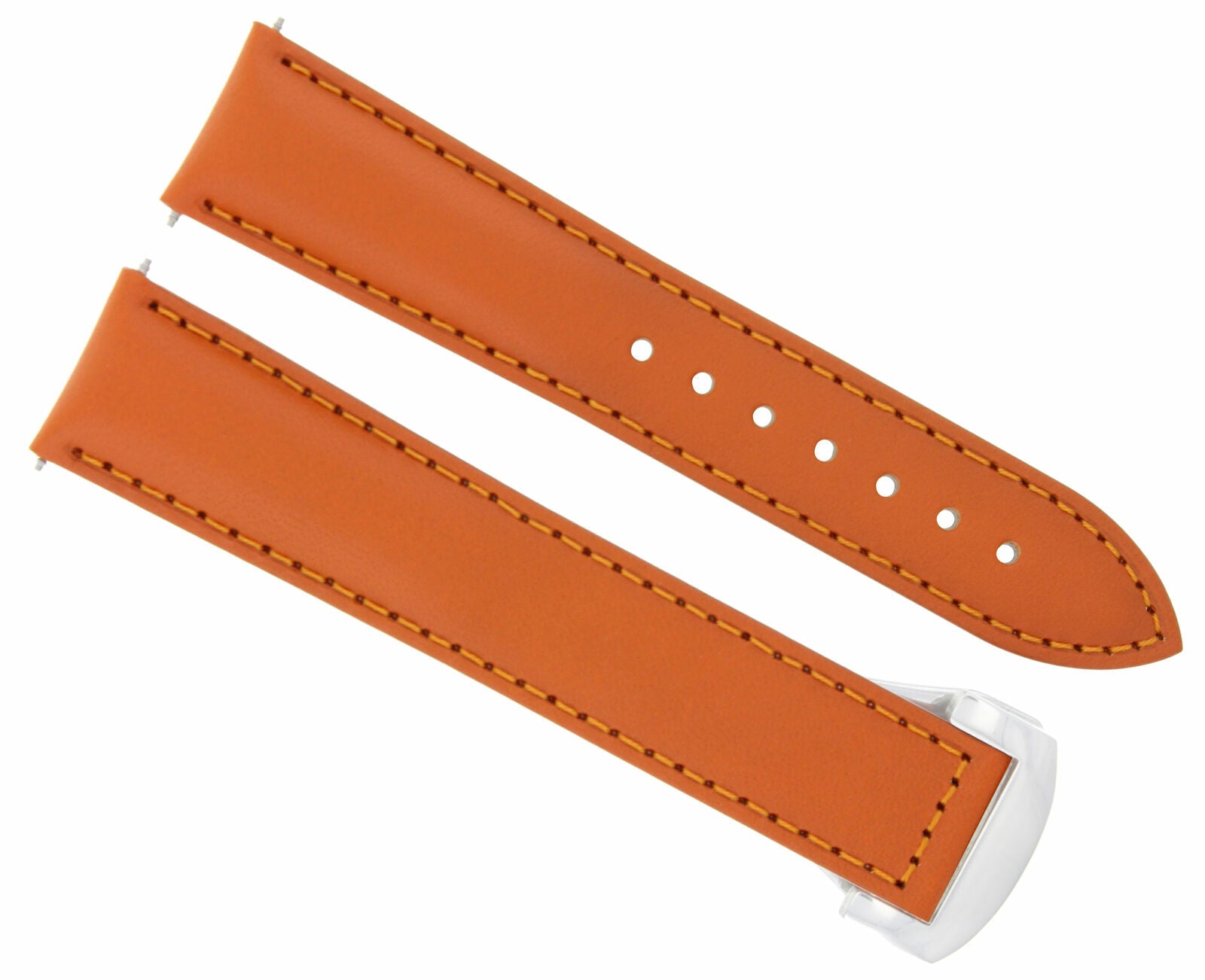 DEPLOYMENT LEATHER STRAP BAND CLASP FOR 22/18MM OMEGA PLANET OCEAN ORANGE