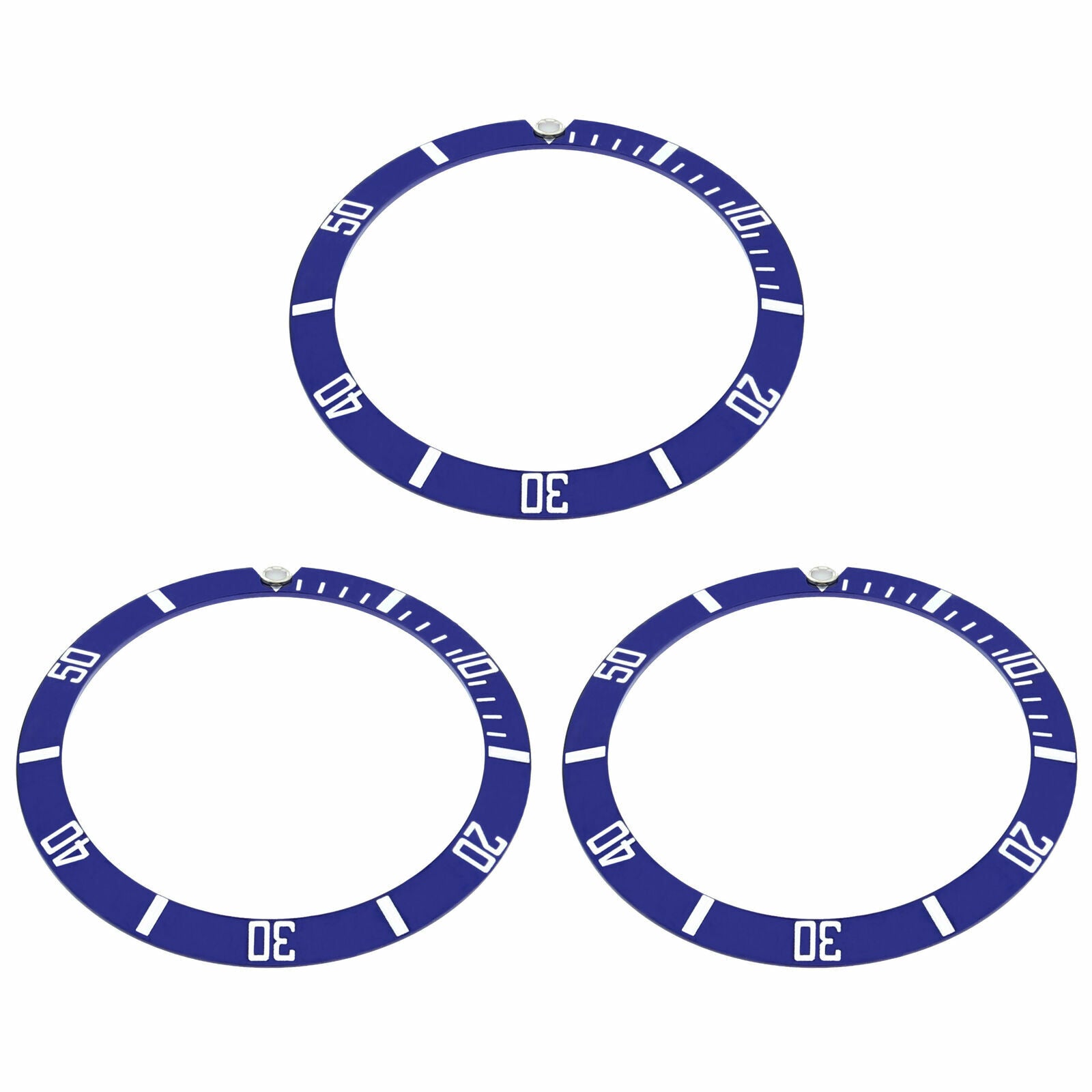 3 BEZEL INSERT ALUMINUM FOR ROLEX SUBMARINER WATCH 16110 16808 SILVER FONT BLUE