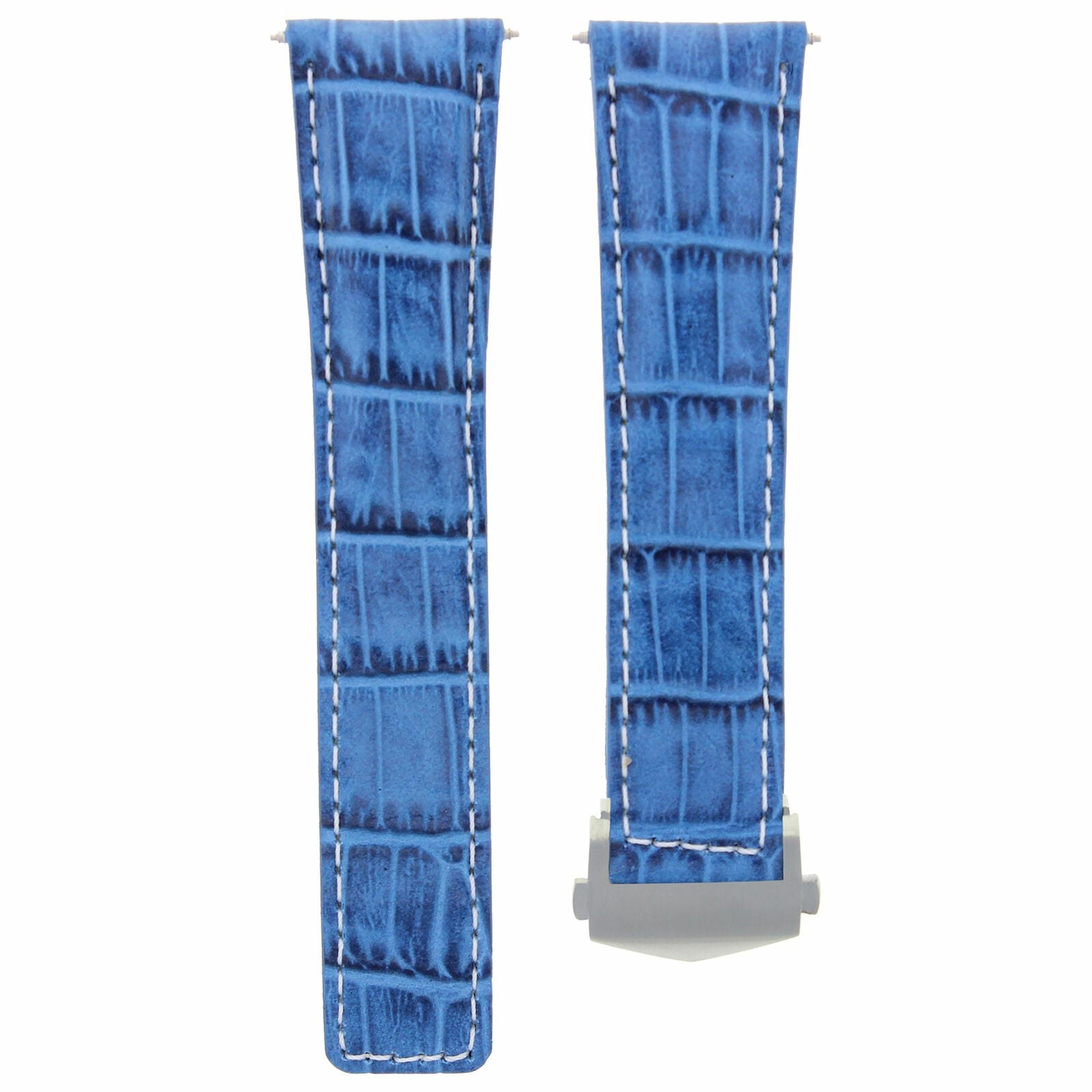 22MM MONACO LEATHER WATCH BAND STRAP CLASP FOR TAG HEUER CARRERA 16 L/BLUE WS