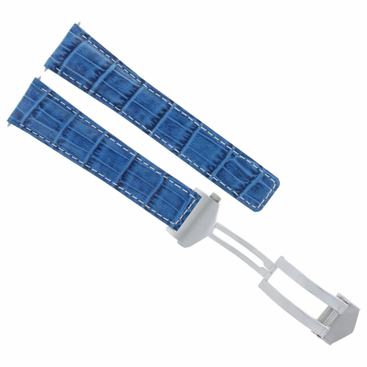 22MM MONACO LEATHER WATCH BAND STRAP CLASP FOR TAG HEUER CARRERA 16 L/BLUE WS