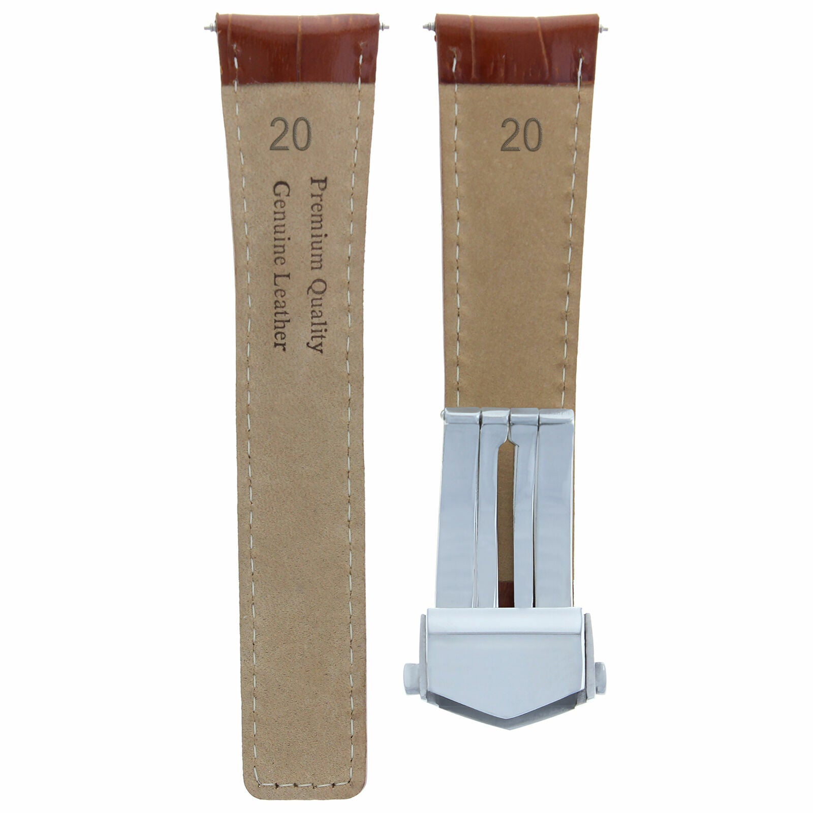 20MM LEATHER WATCH STRAP BAND FOR TAG HEUER CARRERA F1 DEPLOYMENT CLASP TAN