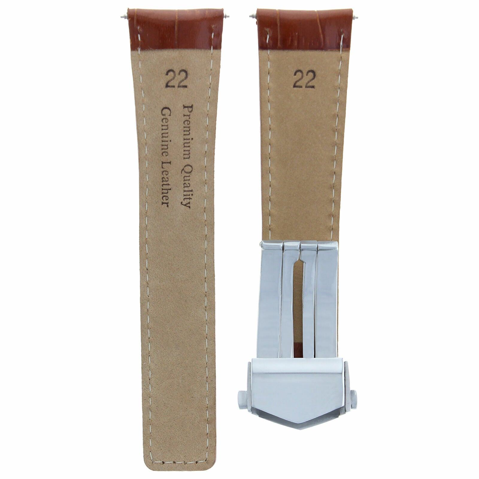 22MM LEATHER WATCH STRAP BAND FOR TAG HEUER CARRERA MONACO CALIBRE CLASP TAN