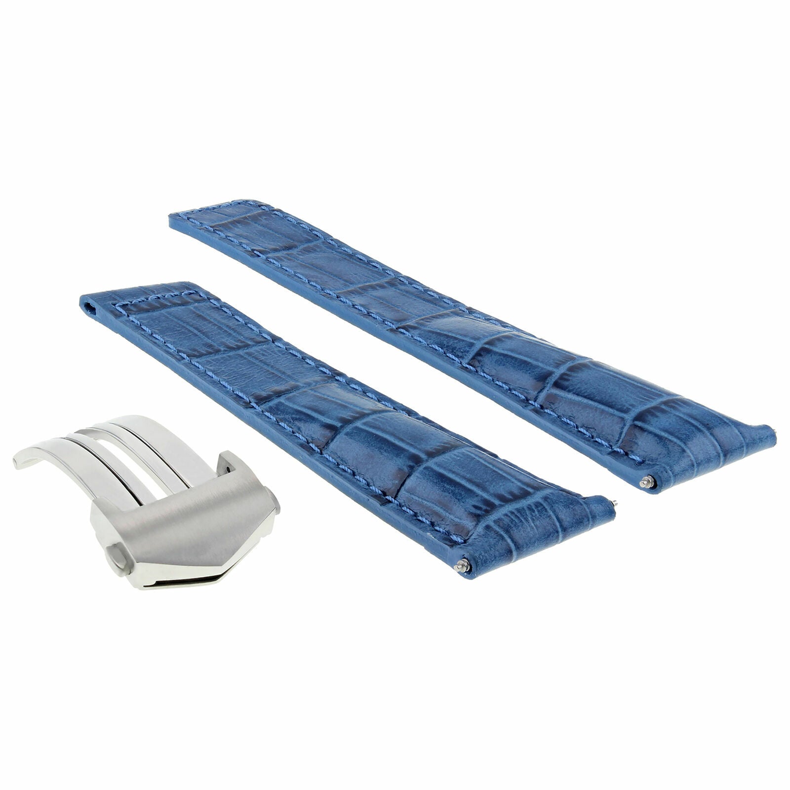 22MM MONACO LEATHER WATCH BAND STRAP CLASP FOR TAG HEUER CARRERA F1 LIGHT BLUE