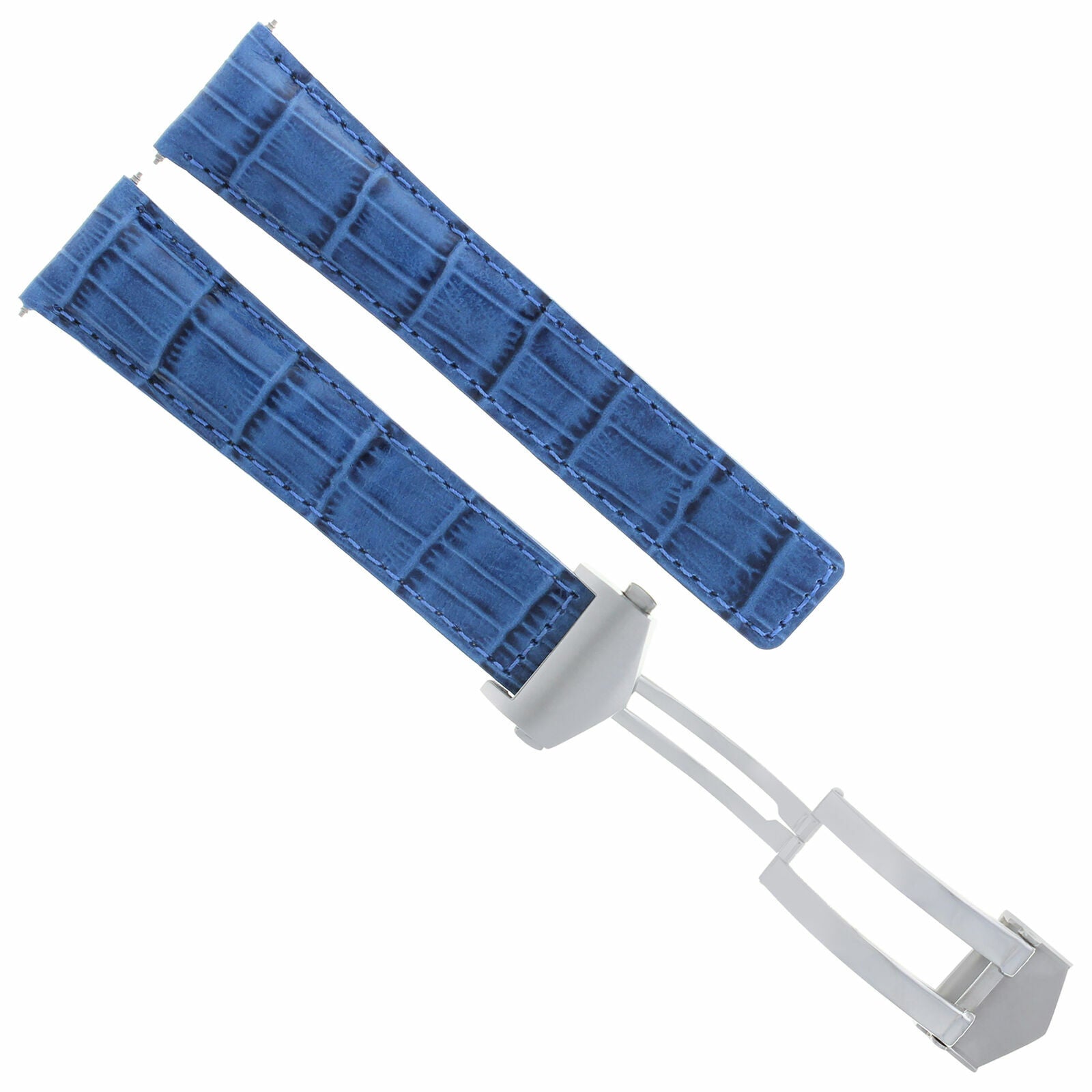 22MM MONACO LEATHER WATCH BAND STRAP CLASP FOR TAG HEUER CARRERA F1 LIGHT BLUE