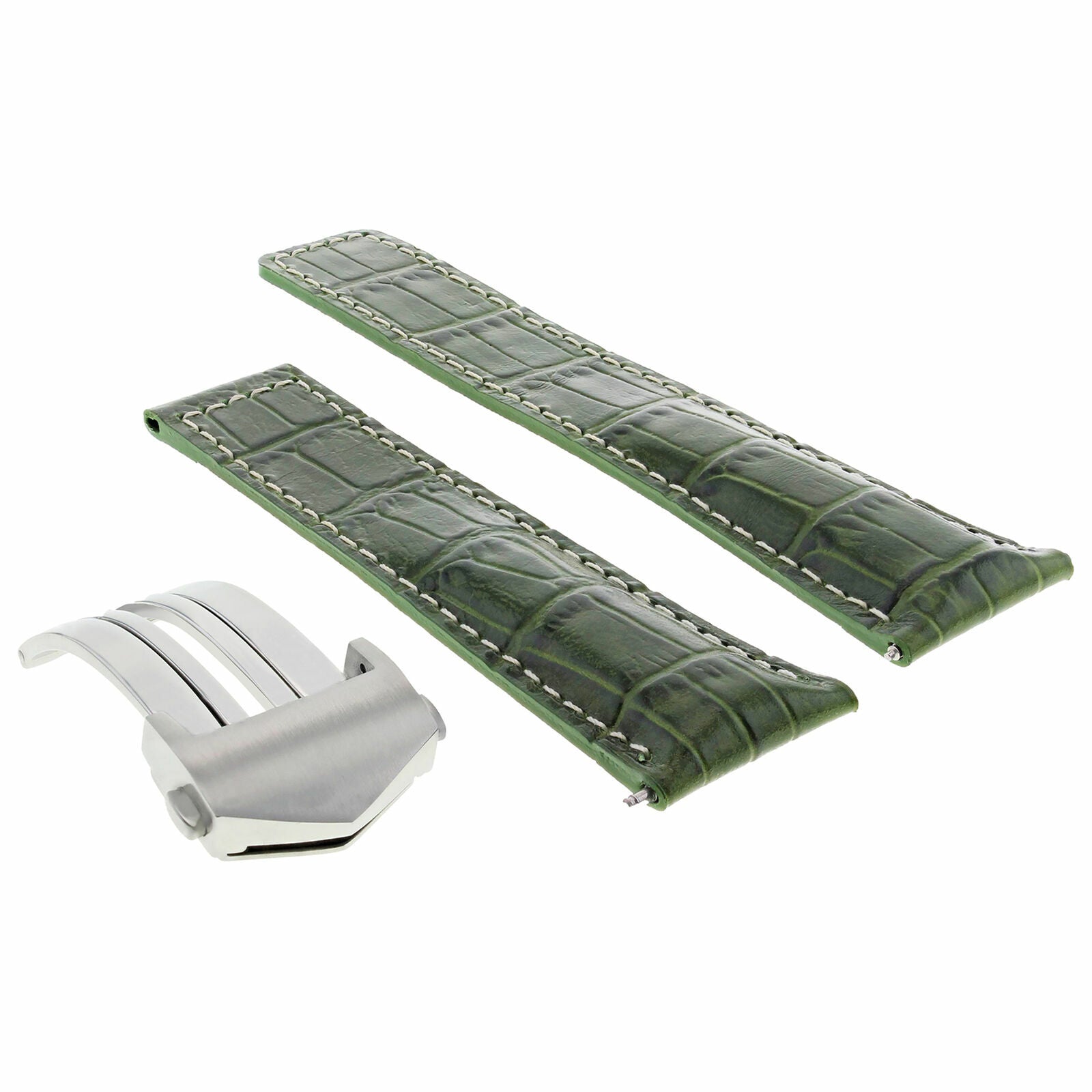 22MM MONACO LEATHER WATCH BAND STRAP CLASP FOR TAG HEUER CARRERA WATCH GREEN WS