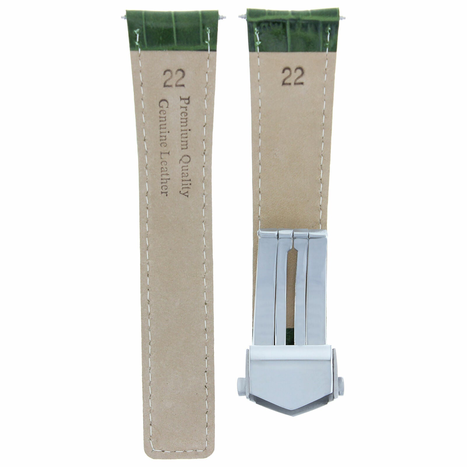 22MM MONACO LEATHER WATCH BAND STRAP CLASP FOR TAG HEUER CARRERA WATCH GREEN WS