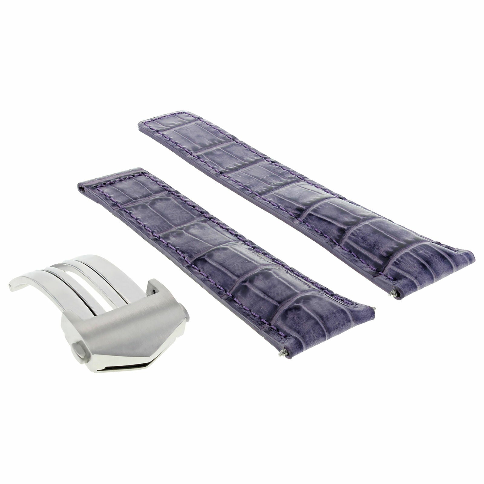 22MM MONACO LEATHER WATCH BAND STRAP CLASP FOR TAG HEUER CARRERA CALIBRE VIOLET