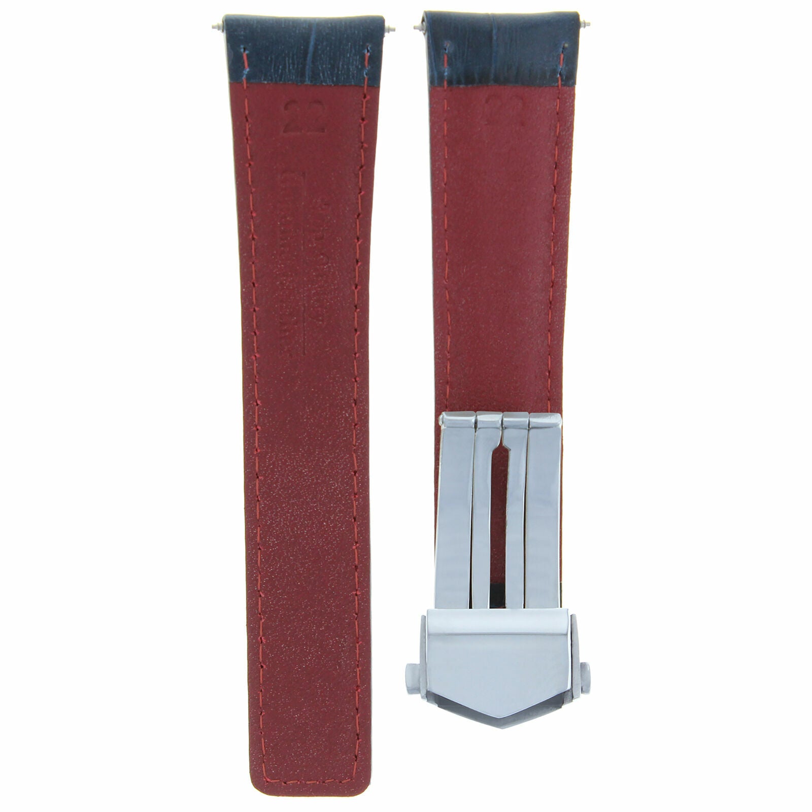 22MM MONACO LEATHER WATCH BAND STRAP FOR TAG HEUER DEPLOYMENT CLASP BLUE RED