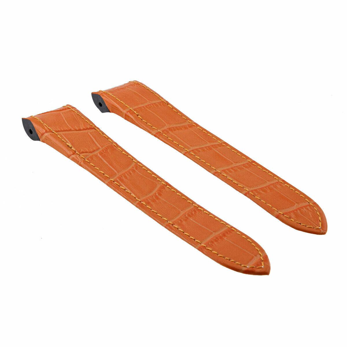 COMPLETE 23MM LEATHER STRAP BAND DEPLOYMENT FOR 38MM CARTIER SANTOS 100XL ORANGE