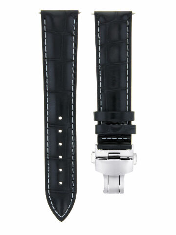 18MM BLACK WS LEATHER WATCH BAND STRAP DEPLOY CLASP FOR VACHERON CONSTANTIN 3B