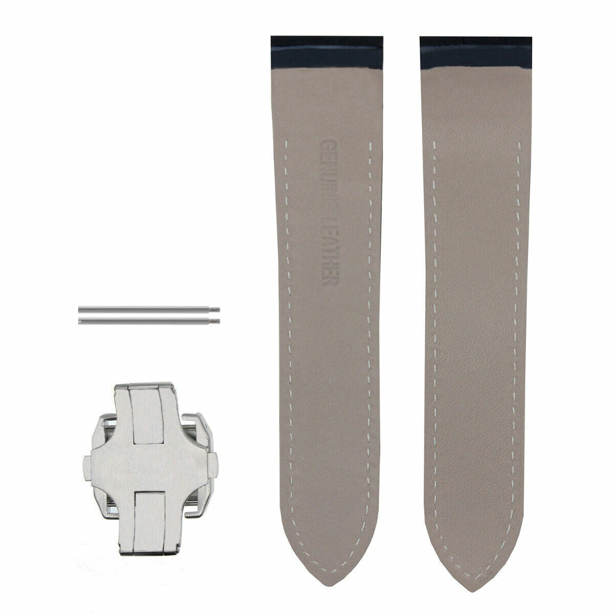COMPLETE 24.5MM LEATHER BAND STRAP GATOR FOR CARTIER SANTOS 100 CHRONO XL BLACK