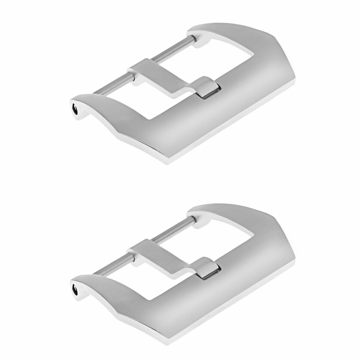 2 - 18MM WATCH STRAP BAND PRE-V SCREW BUCKLE FOR LEATHER RUBBER STRAP SHINY