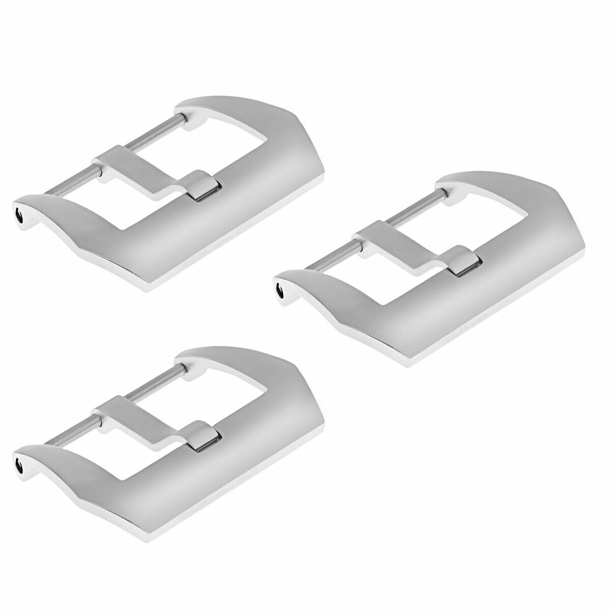 3 - 18MM WATCH STRAP BAND PRE-V SCREW BUCKLE FOR LEATHER RUBBER STRAP SHINY