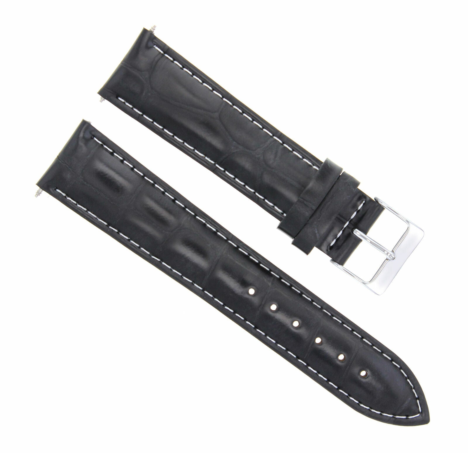 19MM/16MM ITALIAN LEATHER WATCH BAND STRAP FOR ROLEX CELLINI BLACK WHITE STITCH