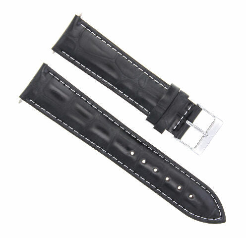 20MM LEATHER WATCH BAND STRAP FOR FORTIS FLIEGER CHRONOGRAPH BLACK WS