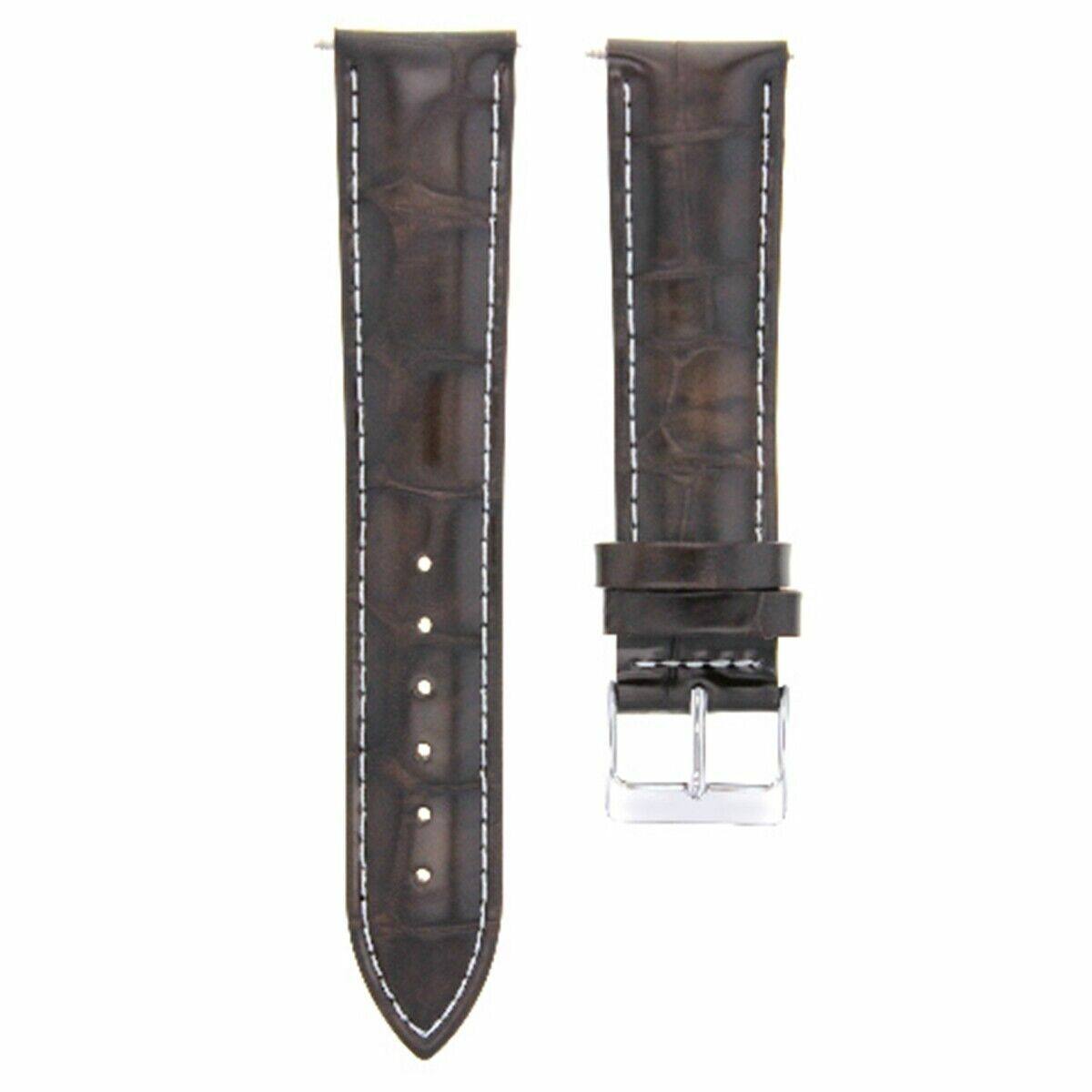 24MM ITALIAN LEATHER WATCH BAND STRAP FOR BREITLING DARK BROWN WHITE STITCH