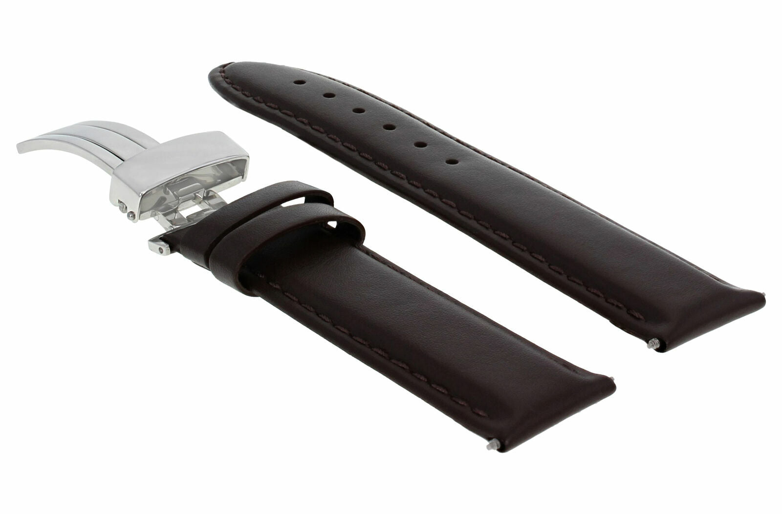 24MM SMOOTH LEATHER WATCH BAND STRAP FOR LONGINES WATCH DEPLOYMENT CLASP D/BROWN