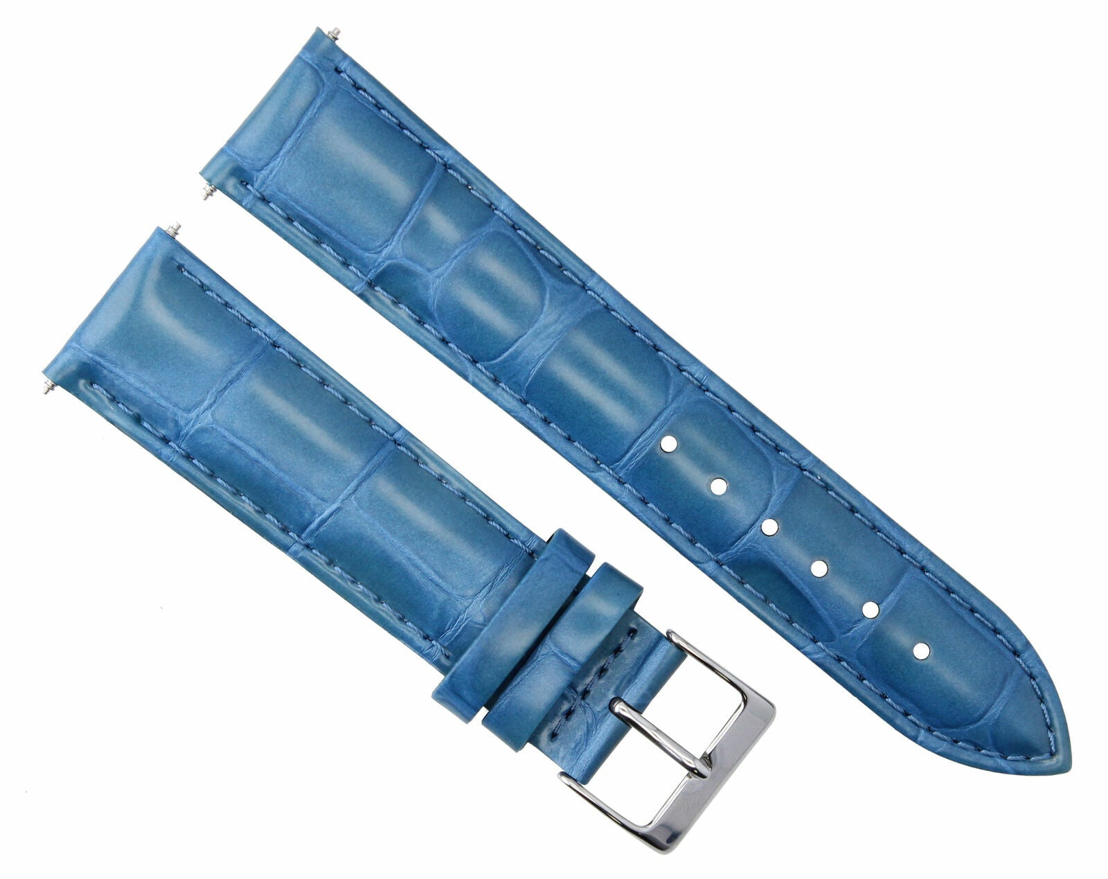 19MM ITALIAN NEW LEATHER WATCH BAND STRAP FOR MENS MOVADO WATCH LIGHT BLUE