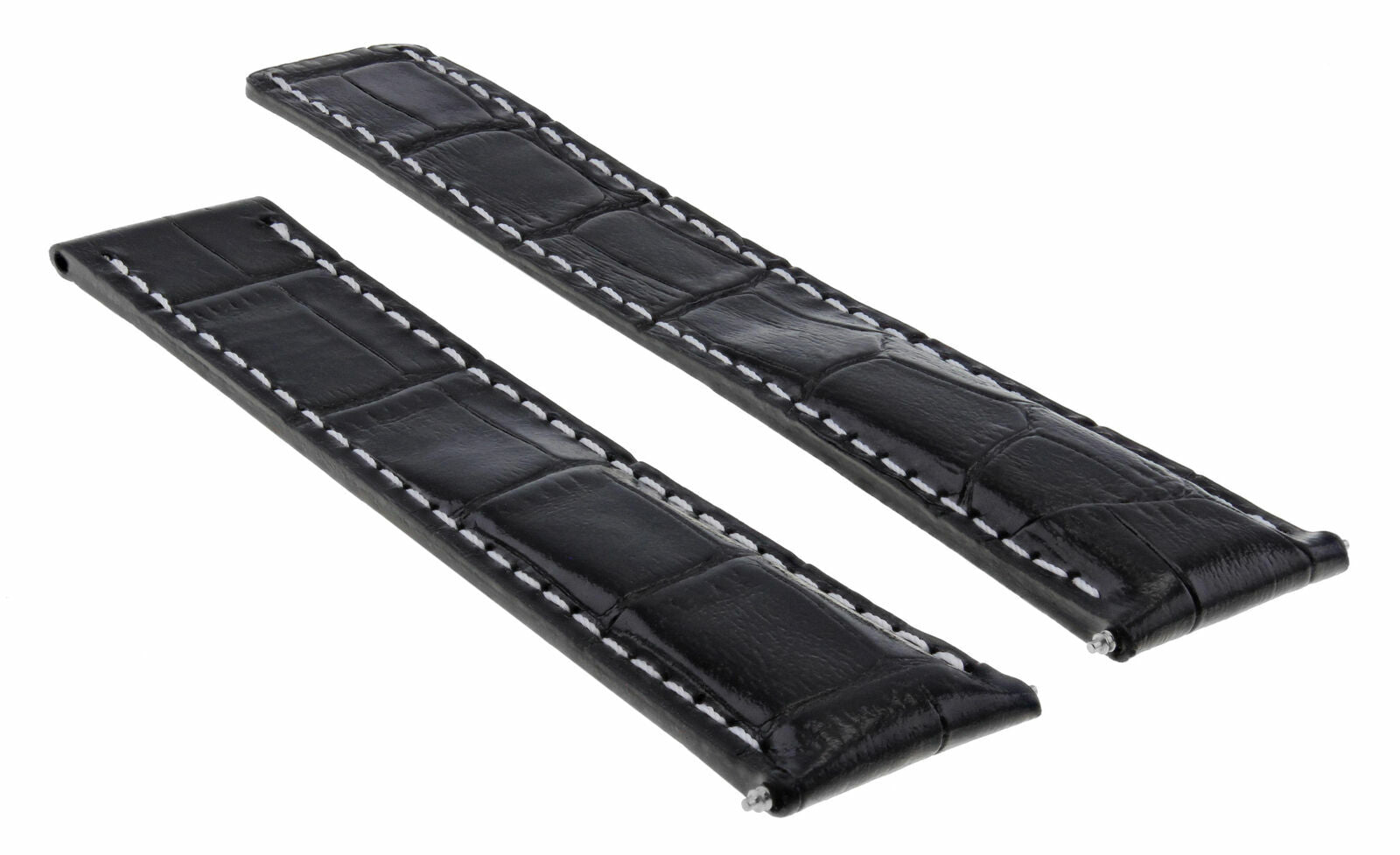 18/16MM LEATHER STRAP BAND FOR OMEGA SEAMASTER SPEEDMASTER WATCH BUCKLE BLACK WS