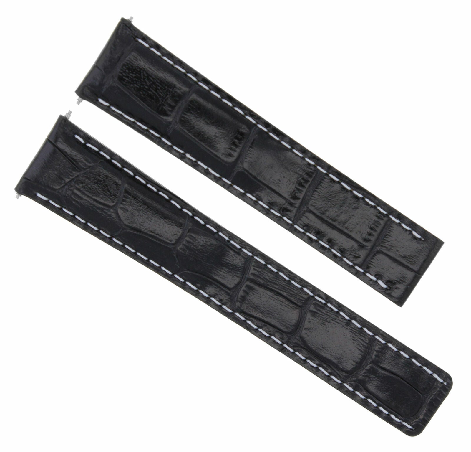 18/16MM LEATHER STRAP BAND FOR OMEGA SEAMASTER SPEEDMASTER WATCH BUCKLE BLACK WS